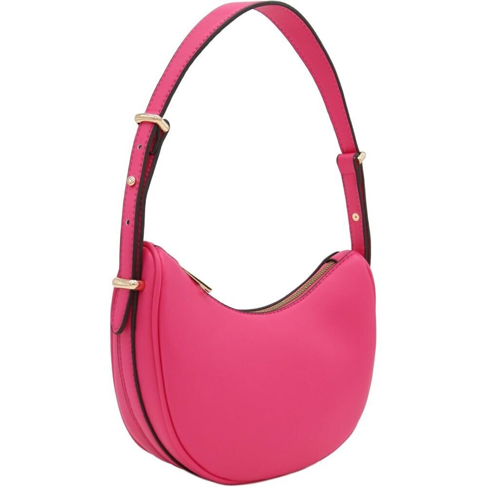 Faux Leather Small Crescent Underarm Shoulder Bag Zipper Pocket Womens - Picture 2 of 7